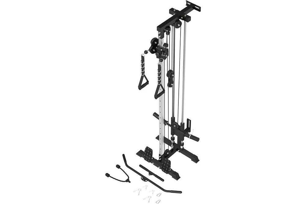 Er Kang Wall Mount Cable Station, Crossover Machine with 18 Positions Dual Pulley System for Home Gym Fitness Equipment