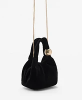 Mango Women's Ball Detail Velvet Bag