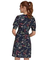 Tommy Hilfiger Petite Floral Jersey Puff-Sleeve Dress