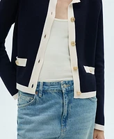 Mango Women's Contrasting Trim Cardigan