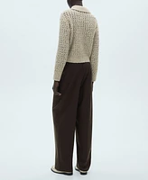 Mango Women's Openwork Knit Polo Neck Sweater