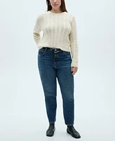 Mango Women's Openwork Details Braided Sweater