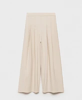 Mango Women's Wide Leg Pleated Pants