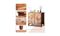 Slickblue Fch Brown Mdf Veneer + Solid Wood Frame 804073cm 6-Drawer Chest Bohemia
