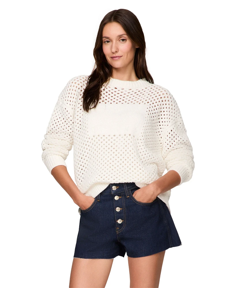 Tommy Jeans Women's Flag Open-Knit Crewneck Sweater