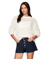Tommy Jeans Women's Flag Open-Knit Crewneck Sweater