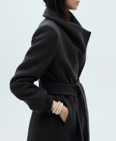 Mango Women's Belted Woolen Coat