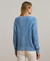 Lauren Ralph Women's Cable-Knit Cotton-Blend Boatneck Sweater