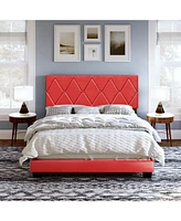 Boyd Sleep Cheryl Upholstered Platform Bed with Headboard, Mattress Foundation Strong 14 Wood Slat Supports, No Box Spring Required