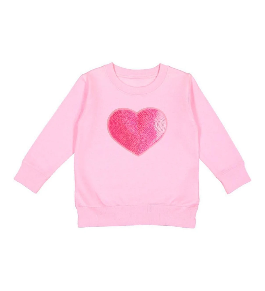 Sweet Wink Toddler Girls Heart Sequin Patch Valentine's Day Sweatshirt