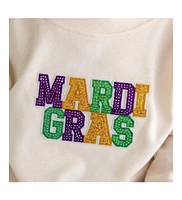 Sweet Wink Baby Girls Mardi Gras Patch Long Sleeve Romper