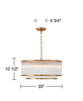 Possini Euro Design Warren 20" Modern Pendant Ceiling Light Fixture Dining Room Over Table Kitchen Island Foyer Drum Hanging 6-Light Golden Bronze Fin