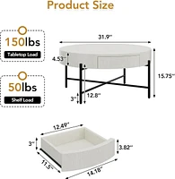 Coffee Table with Drawers Round Center Table