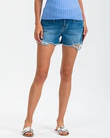 Pietro Brunelli Maternity Stretch Denim Frayed Hem Shorts