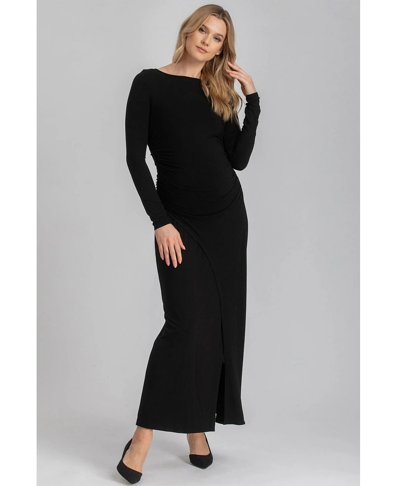 Pietro Brunelli Maternity Maternity Maxi Arianna Dress with Ruching Long Sleeve