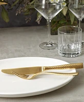 Fortessa Lucca Faceted Brushed Gold 20pc Flatware Set