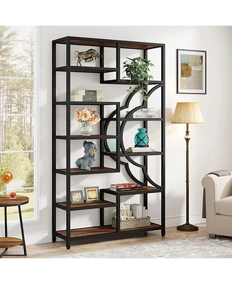 Tribesigns Bookshelf, 11-Shelves tall Bookcase with Unique Arc-Shaped Design, Industrial Etagere Display Storage Shelves for Living Room, Home Office