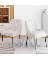 Dyhome Modern Dining Chairs Set of 2, Mid Century Kitchen with 5.12” Cushions and Metal Legs, Upholstered Back