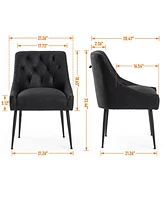 Dyhome Modern Dining Chairs Set of 2, Mid Century Kitchen with 5.12” Cushions and Metal Legs, Upholstered Back