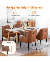 Dyhome Modern Dining Chairs Set of 4, Mid Century Kitchen with 5.12” Cushions and Metal Legs, Upholstered Back