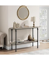 gaomon Narrow Entryway Table, 2 Tier Industrial Console Table with Storage Shelf, Thin Behind Couch Table, Farmhouse Skinny Sofa Table for Hallway, En