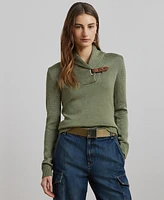 Lauren Ralph Women's Buckle-Trim Cotton-Blend Sweater