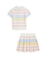 Polo Ralph Lauren Toddler and Little Girls Striped Cotton Cardigan Skirt Set