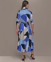 Donna Karan New York Women's Printed Belted Shirtdress