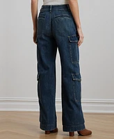 Lauren Ralph Women's High-Rise Wide-Leg Cargo Jeans