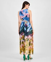 Anne Klein Women's Floral-Print Chiffon Maxi Dress