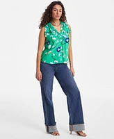 On 34th Women's Ruffled V-Neck Sleeveless Top, Exclusively at Macy's