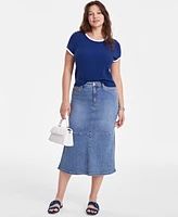 On 34th Women's Tipped Crewneck Short-Sleeve T-Shirt, Exclusively at Macy's