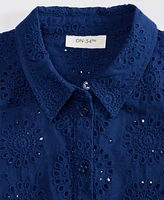 Women's Solid Eyelet Button-Up Shirt, Created for Macy's