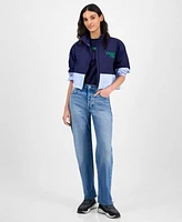 Calvin Klein Jeans Womens Colorblock Windbreaker Jacket Flocked Logo Slim T Shirt Womens 90s Loose Jeans