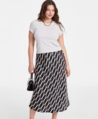 On 34th Womens Fitted T Shirt Geometric Print Slip Skirt Exclusively At Macys