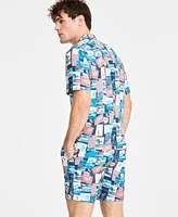 Original Penguin Men's Slim-Fit Tropical-Print Button-Down Camp Shirt