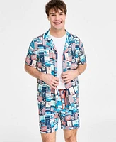 Original Penguin Mens Graphic Crewneck T Shirt Printed Camp Shirt Volley Shorts