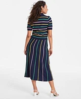On 34th Womens Rib Stripe Polo Sweater Knit Midi Skirt Exclusively At Macys