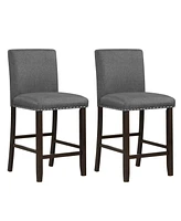 Gymax Set of 2 Bar Stools Linen Fabric Counter Height Chairs for Kitchen Island