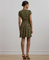 Lauren Ralph Women's Floral Belted Georgette Pintucked Dress