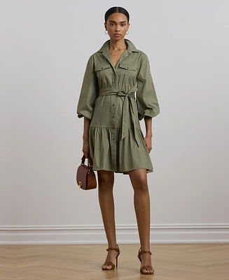 Lauren Ralph Women's Belted Cotton-Blend Shirtdress