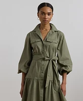 Lauren Ralph Women's Belted Cotton-Blend Shirtdress