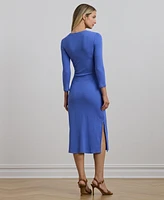 Lauren Ralph Lauren Women's Tie-Front Cotton-Blend Crewneck Dress