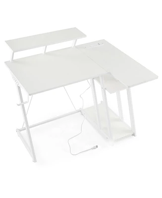 Gouun L Shaped Gaming Desk with Outlets and Usb Ports