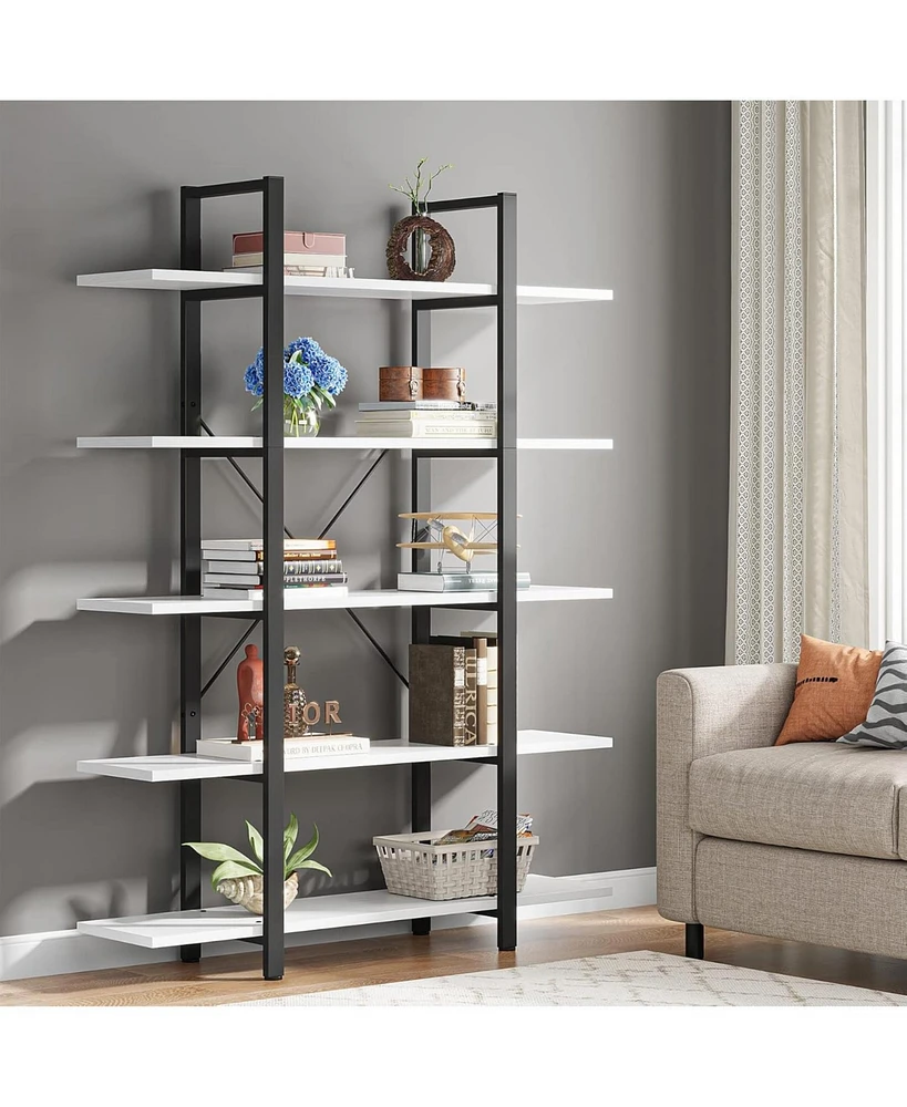 Tribesigns 5-Tier Bookshelf, Tall Open Office Bookcase, Display Shelves Book Shelf for Living Room, Bedroom, Home Office, White and Balck