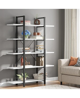 Tribesigns 5-Tier Bookshelf, Tall Open Office Bookcase, Display Shelves Book Shelf for Living Room, Bedroom, Home Office, White and Balck