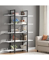 Tribesigns 5-Tier Bookshelf, Tall Open Office Bookcase, Display Shelves Book Shelf for Living Room, Bedroom, Home Office, White and Balck