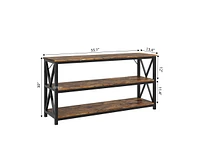 gaomon 55 Inch Entryway Table, Narrow Long Console Table With Storage, 3 Tier Wood Sofa Table