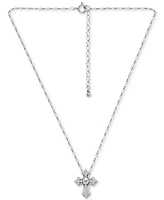 Giani Bernini Cubic Zirconia Cross Pendant Necklace in Sterling Silver, 16" +2" extender, Exclusively at Macy's