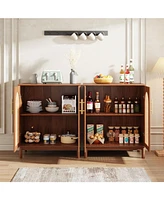 Tribesigns Set of 2 Accent Cabinet,59 Inch Rattan Sideboard Buffet Cabinet for Dining Room, Living Room, Kitchen